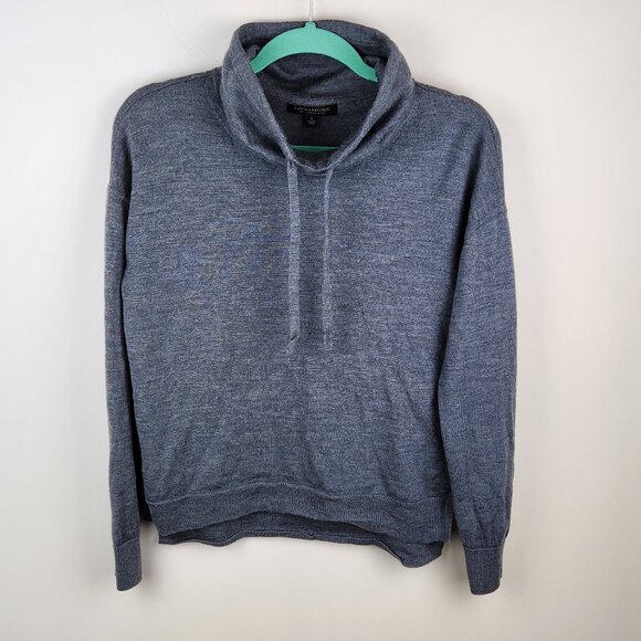 Banana Republic Washable Merino Wool Slouchy Funnel Neck Sweater Heather Gray S - Picture 1 of 9